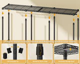 ULIFHOME E14C Pro Heavy Duty Closet Organizer System，Freestanding Clothing Racks for Hanging Clothes，Adjustable Garment Rack 70.1"W × 16.6"D × 76.4"H Hold 960 lbs，Black Rack with Black Dustproof Cover