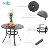 PHI VILLA 5 Pcs Patio Dining Set for 4, Swivel Mesh Chairs & Round Table