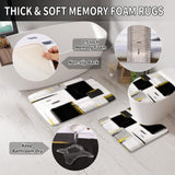 XLHOMO Bathroom Accessories Set - 25PC Bathroom Set with Shower Curtain and Rugs, Black Bathroom Set, Bathroom Accessory Set with Press-on Lid Trash Can, Soap Dispenser and Qtip Holders