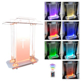 Church Pulpit with Hollow Cross Design,Led Acrylic Church Podium with Wheels&