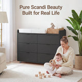 MAMAZING Keeva Pro 6-Drawer Baby Dresser with Changing Table, Easy Assembly