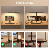 SIBRILLE Upgraded Desk Lamp for Home Office - Dimmable Computer Desk Light with Remote, Modern Architect Task Lamp with Color Changing, Flexible Desktop Lamp with Gooseneck for Monitor, Double Head