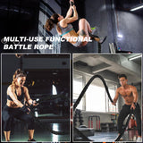 Brobantle Battle Rope 2 Inch Diameter,Black 30FT Exercise Workout Ropes for Home Gym Heavy Weighted Training Rope for Working Out