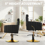 MIMWOW Black Gold Reclining Salon Chair for Hair Stylist, Hair Barber Chair with Heavy Duty Hydraulic Pump, Salon Styling Chair Hairdresser Tattoo Braiding Beauty Spa Equipment, Elegant Black Gold