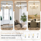 FEAZAC Modern Globe Chandelier 5 Light Mid Century White Milk Glass Vintage Sputnik Hanging Chandeliers Gold Pendant Light Fixtures for Dining Room Kitchen Living Room Bedroom