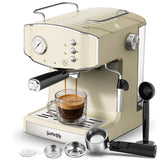 gapalilo Retro-Style 20 Bar Espresso Machine with Milk Frother, ESE Pod Compatible Coffee Maker with Pressure Gauge, 54 oz PP Removable Water Tank for Home Barista (Beige)