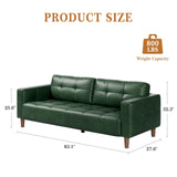 GarveeHome 3-Seater Sofa Couch, 83" Wide Faux Leather Couch with Deep Seats