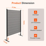 W Outdoor Privacy Screens, Metal Fence Privacy Screen, Freestanding Decorative Privacy Screen with Base Feet for Patio Balcony