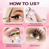 Heated Eyelash Curler Electric Eyelash Curlers 8s Fast Heating Lash Curler Safe Anti-Burn Lash Curler Intelligent Temp Control rizador de pestañas for 24H Long Lasting Curls (Pink)