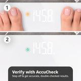 Greater Goods AccuCheck Digital Scale for Body Weight - Accurate Digital Bathroom Scale with High-Precision Sensors, Large Easy-to-Read Backlit Display, 400 lb Capacity, Auto Step-On (White)