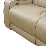 MOOLSUN Living Room Furniture Set Faux Leather Recliner Sofa Set Furniture with Charging/Storage/LED Reclining for Home Theater/Office（C-Beige Leather,Loveseat）