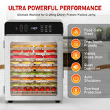 Food Dehydrator with 10 Stainless Steel Trays, 800W Commercial Dehydrator with 194℉ Temperature Control & 24H Digital Timer, Low Noise, 4 Presets, for Jerky, Herbs, Yogurt, Dog Treats