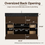 DELUXE LIVING 48 Inch Bathroom Vanity with Sink, Dark Brown