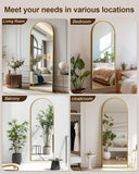 NBGV 59"x16" Floor Mirror Full Length, Arched Full Length Mirror with Stand, Full Body Mirrors for Bedroom Living Room or Cloakroom Gold