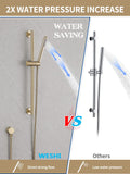Handheld Shower Head with Slide Bar Combo, 26.38-Inch Adjustable Height Shower Slide Bar, High Perssure Handheld Shower Head with 59 Inch Extra Long Hose, Brass Wall Supply Elbow, Brushed Gold