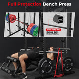 Mikolo F4 2.0 Power Cage with Dual-Track Smooth Pulley System, 1200LBS Power Rack with Leg Hold-Down for Heavy LAT Pulldowns, All-in-One Squat Rack