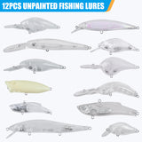 Unpainted Fishing Lures Making Kit, 286pcs DIY Lure Blank Crankbaits Minnow Hard Bait Set with Treble Hooks,Split Rings,3D Eyes,Fishing Lure Stickers Pliers DIY Fishing Tackle SILANON