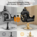 Artist hand Barber Chair Reclining Salon Chair for Hair Stylist with Heavy Duty Hydraulic Pump, Salon Hair Styling Chair 360 Degree Swivel for Haircutting Braiding, Max Load 440 Lbs, Black and Gold