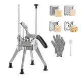 VEVOR French Fry Cutter, Commercial Vegetable Chopper with 4 Replacement Blades, 1/2", 3/8", 1/4" Blade Easy Dicer Chopper and 6-wedge Apple Corer, 420J2 Stainless Steel, for Restaurant Kitchen