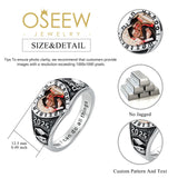 Oseew 2027 Custom Photo Graduation Ring for Women High School (White Gold)