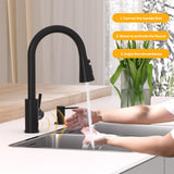BLYLUND Touchless Kitchen Faucet with Pull Down Sprayer, Kitchen Sink Faucet with Soap Dispenser,Single Handle Hands-Free Sensor Fits 1 to 4 Hole Sinks,Stainless Steel Matte Black