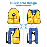 Inflatable-Life-Jacket| Lightweight Life-Vest for Adults| Automatic Inflatable-PFD| Supports up to 300 lbs (Light Camouflage)