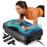 Vibration Plate Exercise Machine for Weight Loss and Lymphatic Drainage - 330lb Vibrating Platform for Home Gym Workout, Full Body Shaker Pilates Equipment with 2 Bands for Women and Men - Matte Black