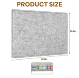 Large Cork Bulletin Board 48" x 36", Felt Pin Board, Silver Gray