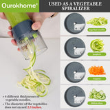 Ourokhome Onion Chopper Dicer with Container, Manual Food Cutter with Handheld Veggie Spiral, Hand Vegetable Mandolin slicer (6 in 1, Gray)