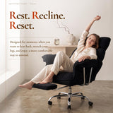 Dowinx Big and Tall Office Chair, Ergonomic Desk Chair with Thick Cushion, Wide Seat & Armrests Computer Gaming Chair,High Back Reclining Teddy Fleece Criss Cross Chair with Foot Rest, Black