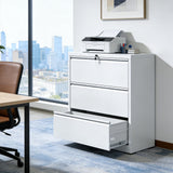 Gecheer 3 Drawer Lateral File Cabinet, 35.4" Wide Metal Filing Cabinet with Lock, Heavy Duty Steel Office Storage for Letter Legal A4 Files, Anti-Tip Safety Interlock, Full Extension Drawers