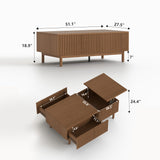 NessCarsti 51.1" Mid-Century Modern Lift Top Coffee Table, Walnut Rectangular Center Table with Hidden Storage, Drawers & Sturdy Wooden Legs, for Living Room, Apartment, Office