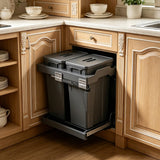 Under Sink Trash Can - Double-Bin Pull-Out Design, Damped & Concealed, Removable Inner Bins for Easy Sorting, Ideal for Home & Commercial Cabinet Use (18.03" x 10.23" x 19.48")