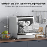 Portable Dishwasher Countertop, WIFI Smart Dishwasher, Compact Mini Dishwashers with 5L Built-in Water Tank, 6 Programs, 360° Dual Spray, High-Temp& Air-Dry Function, Fruit Cleaning