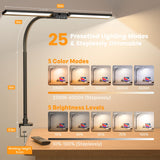 SIBRILLE Upgraded Desk Lamp for Home Office - Dimmable Computer Desk Light with Remote, Modern Architect Task Lamp with Color Changing, Flexible Desktop Lamp with Gooseneck for Monitor, Double Head