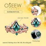 Oseew Kite Cut Created Emerald engagement ring set (Created Emerald)