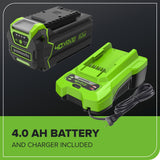 Greenworks 40V 14” Brushless (Push) Cordless Lawn Mower, 4.0Ah Battery and Charger