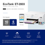 Epson EcoTank ET-2803 Wireless Color All-in-One Cartridge-Free Supertank Printer with Scan