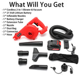 Mini Leaf Blower Red,2-in-1 Cordless Small Blower with 4.0Ah Battery and Charger,21v Blower