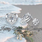 MBSUUH Real Solid Gold Heart Stud-Earrings with D Color Vvs1 Clarity Round Cut Moissanite Pearl Jewelry for Women Men(MoissD)