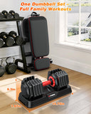 XDDIAS Adjustable Dumbbell Set of 2, 25/55/80LB Dumbbell Set-Fast Adjust Weights Set, 5/10/16 in 1 Free Weights Dumbbells Set with Anti-Slip Metal Handle, Compact Size (25LB-Pair-10Gears-RED)