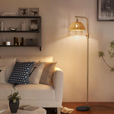 XZHGCEE Boho Floor Lamp for Living Room: Rattan Floor Lamp for Bedroom - Gold Standing Lamp with Dimmable Tall Lamp,No Bulb