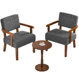 FAGAGA Accent Chairs Set of 2, 2 Solid Wood Armchairs with Side Table