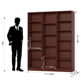 FACBOTALL Triple Wide Bookshelf, 6 Tier Large Bookshelf, Bookcase with 17 Open Display Shelves, 74'' Tall Bookcases and Bookshelves for Living Room, Home Office, Library, Cherry