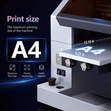 DXZ 2026 Upgraded A4 UV Printer Bundle with Laptop & Laminator, 3D Emboss UV Flatbed Printer with White Ink Mixing System, Direct Printing for Acrylic, Glass, Wood, Phone Cases, A/B Film Included