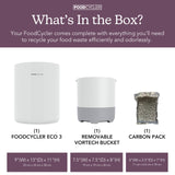 Food Cycler Eco 3 Compact Kitchen Food Recycler | Indoor Composter Bin Alternative | Electric Countertop Food Waste Disposer with Odorless 3.5L Indoor Food Waste Bin for Easy Waste Management | White