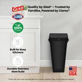Glad 12 Gallon Trash Can with Clorox Odor Protection | Linkable Waste and Recycling Bin with Swing Top and Lift Up Lid