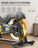 pooboo Magnetic Resistance Cycling Bike, Belt Drive Indoor Exercise Bike Stationary LCD Monitor with Ipad Mount ＆Comfortable Seat Cushion for Home Cardio Workout, Training Upgraded Version pooboo