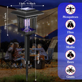Qualirey 2 Pcs Solar Bug Zapper Outdoor with Stake Waterproof Mosquito Killer Lamp Lantern with White and UV Light Portable Cordless Mosquito Insect Zapper for Patio, Backyard, Garden, Camping