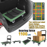 Push Cart, Folding Mobile Platform Trolley,Thickened and Reinforced, 360° Swivel Wheels